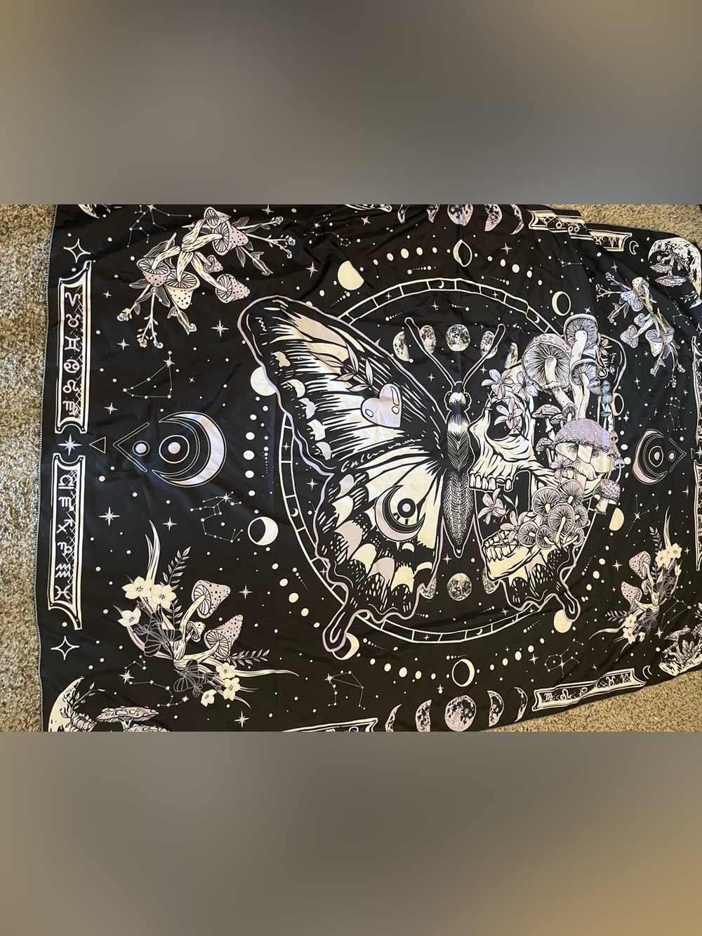 Amazon Black and White Butterfly Skull Tapestry